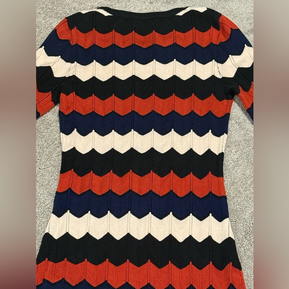 Lux Apothetique Red, Blue, and Cream Sweater Chevron Dress Sz:Small - Picture 9 of 11